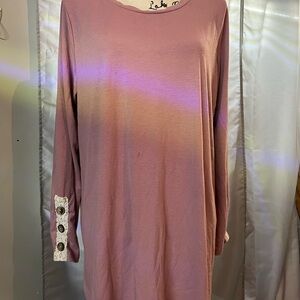 Zenana Premium Long Sleeve Dusty Rose Tunic